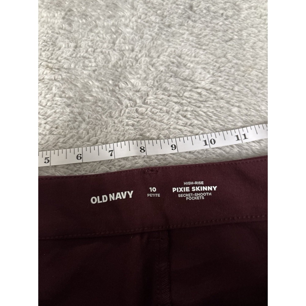 New Old Navy High Rise Pixie Skinny Burgundy Chino Pants Size 10 Petite 10P S - Picture 7 of 8